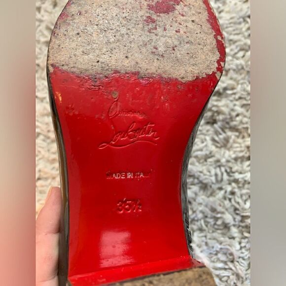 Christian Louboutin Palace black patent leather ankle boots Size 35.5 - Picture 7 of 11